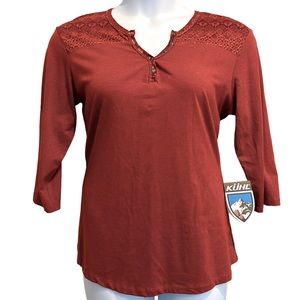 NWT - Kuhl | Belmont 3/4 Sleeve Henley T-Shirt | Burnt Sienna | Size L